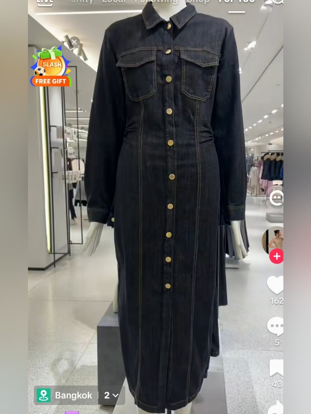 New Zara Sz S DENIM MIDI DRESS BLACK Long Sleeve